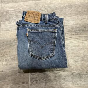 LEVIS 550 Vtg Orange Tab Faded Relaxed High Water Cropped Flooders Jeans 32x25